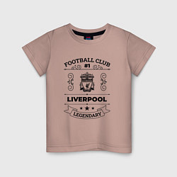 Футболка хлопковая детская Liverpool: Football Club Number 1 Legendary, цвет: пыльно-розовый