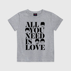 Футболка хлопковая детская ALL YOU NEED IS LOVE THE BEATLES, цвет: меланж