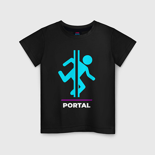 Детская футболка Символ Portal в неоновых цветах / Черный – фото 1