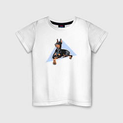 Футболка хлопковая детская Доберман Собаки, цвет: белый