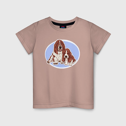 Детская футболка Бассет хаунд Собаки / Пыльно-розовый – фото 1