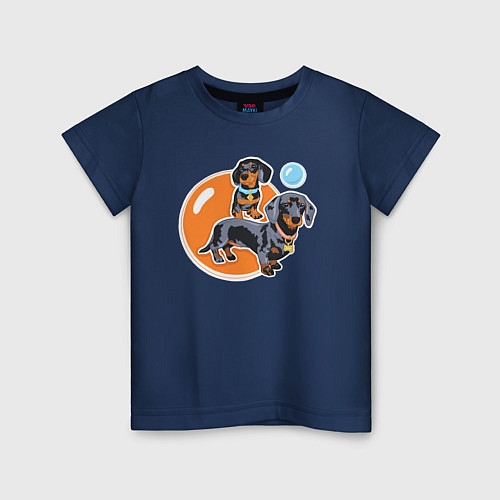 Детская футболка Такса Собаки / Тёмно-синий – фото 1