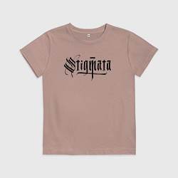 Футболка хлопковая детская Stigmata логотип, цвет: пыльно-розовый