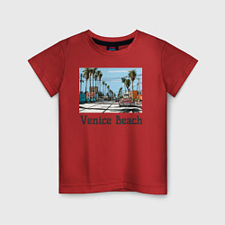 Футболка хлопковая детская Los Angeles Venis Beach, цвет: красный