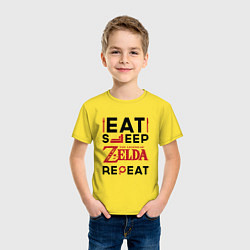 Футболка хлопковая детская Надпись: Eat Sleep Zelda Repeat, цвет: желтый — фото 2