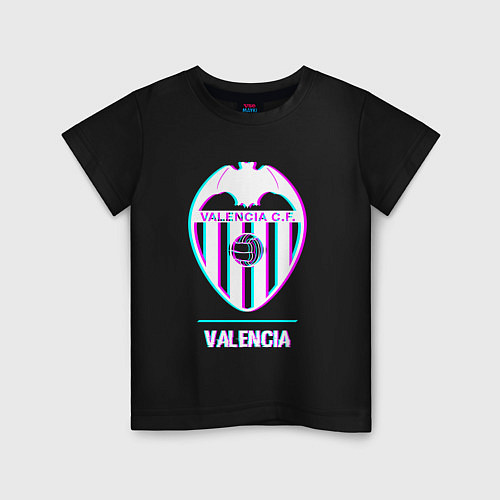 Детская футболка Valencia FC в стиле Glitch / Черный – фото 1