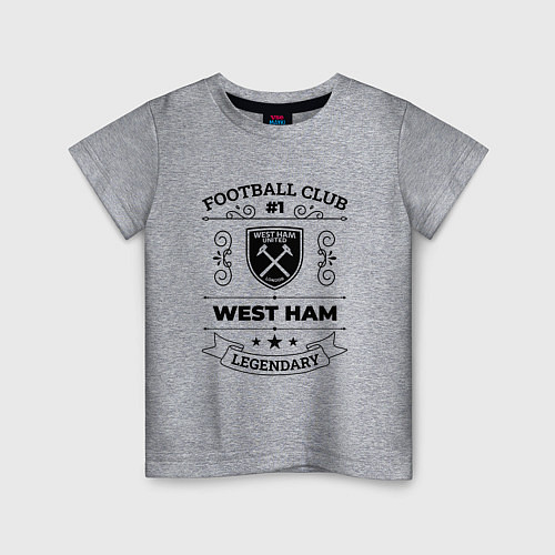 Детская футболка West Ham: Football Club Number 1 Legendary / Меланж – фото 1