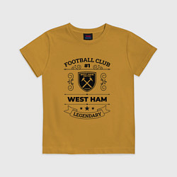 Футболка хлопковая детская West Ham: Football Club Number 1 Legendary, цвет: горчичный