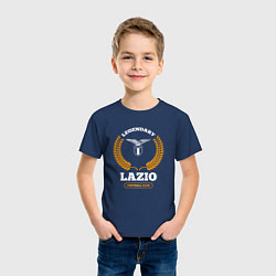 Футболка хлопковая детская Лого Lazio и надпись Legendary Football Club, цвет: тёмно-синий — фото 2