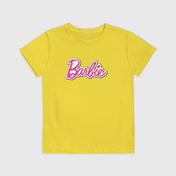 Футболка хлопковая детская Barbie logo, цвет: желтый