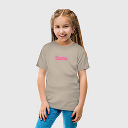 Футболка хлопковая детская Barbie mini logo, цвет: миндальный — фото 2