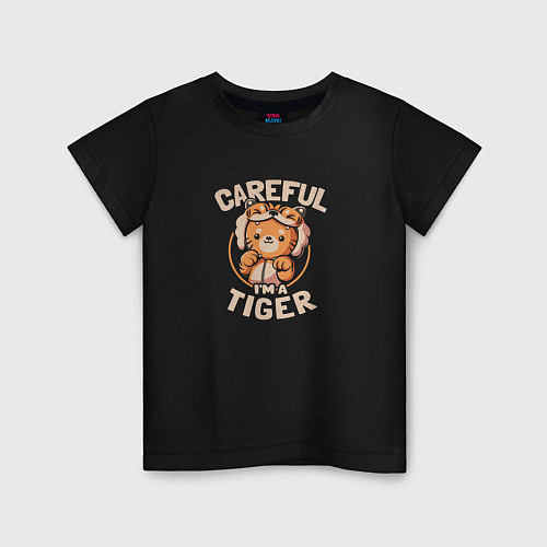Детская футболка Careful Im a Tiger / Черный – фото 1