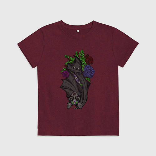 Детская футболка Притаившийся маленький крылан / Меланж-бордовый – фото 1