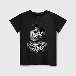 Футболка хлопковая детская Bruce Lee - Vinyl Dj, цвет: черный