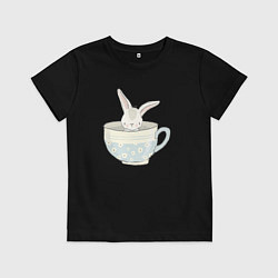Футболка хлопковая детская Кролик в чашке, цвет: черный
