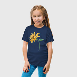 Футболка хлопковая детская Branch With a Sunflower Подсолнух, цвет: тёмно-синий — фото 2