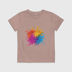Футболка хлопковая детская Paint splashes, цвет: пыльно-розовый