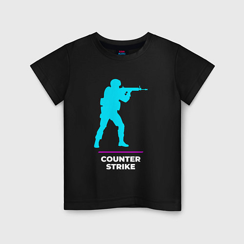 Детская футболка Символ Counter Strike в неоновых цветах / Черный – фото 1
