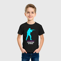 Футболка хлопковая детская Символ Counter Strike в неоновых цветах, цвет: черный — фото 2