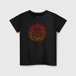 Футболка хлопковая детская Skull red orange gradient, цвет: черный