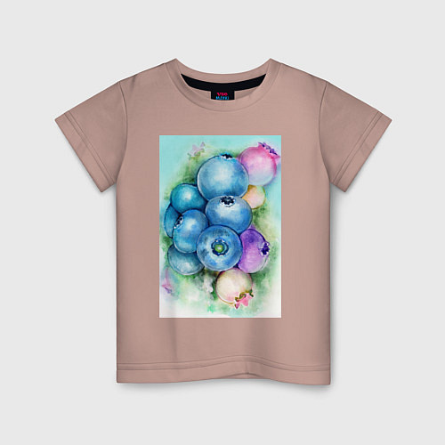 Детская футболка Акварельные ягоды голубики / Пыльно-розовый – фото 1