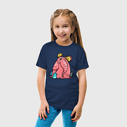 Футболка хлопковая детская Розовая слоника со слонятами, цвет: тёмно-синий — фото 2