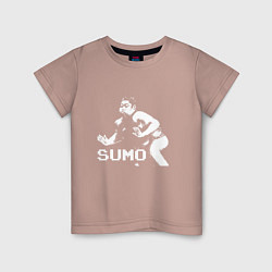 Футболка хлопковая детская Sumo pixel art, цвет: пыльно-розовый