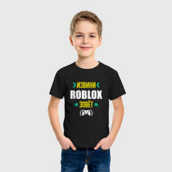 Футболка хлопковая детская Извини Roblox Зовет, цвет: черный — фото 2