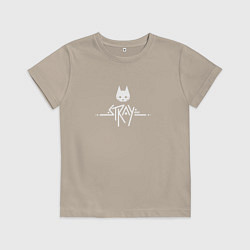 Футболка хлопковая детская Stray ровный логотип, цвет: миндальный
