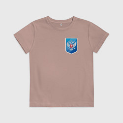 Футболка хлопковая детская Синий герб России, цвет: пыльно-розовый