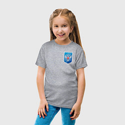 Футболка хлопковая детская Синий герб России, цвет: меланж — фото 2