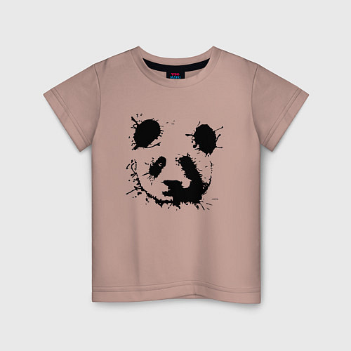Детская футболка Прикольный панда - клякса / Пыльно-розовый – фото 1