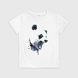 Футболка хлопковая детская Свирепый панда - ярость, цвет: белый