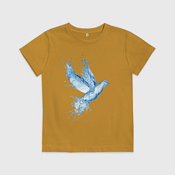 Футболка хлопковая детская Птица из воды - иллюзия, цвет: горчичный