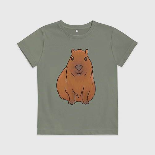 Детская футболка Капибара сидит и радуется / Авокадо – фото 1