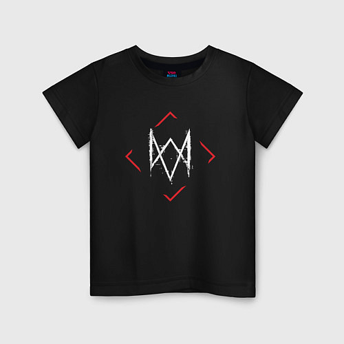 Детская футболка Символ Watch Dogs в красном ромбе / Черный – фото 1