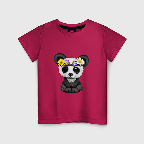 Детская футболка Мир - Панда / Маджента – фото 1