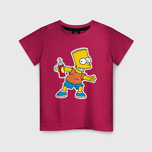 Детская футболка Барт Симпсон с баплончиком для граффити / Маджента – фото 1