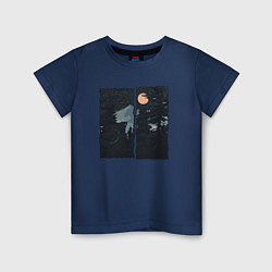 Футболка хлопковая детская Оранжевая луна и ночные путешествия, цвет: тёмно-синий