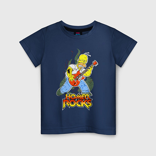 Детская футболка Гомер - рок гитарист / Тёмно-синий – фото 1