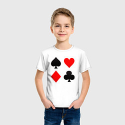 Футболка хлопковая детская Четыре масти игральных карт, цвет: белый — фото 2