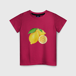 Футболка хлопковая детская Сочные лимоны, цвет: маджента