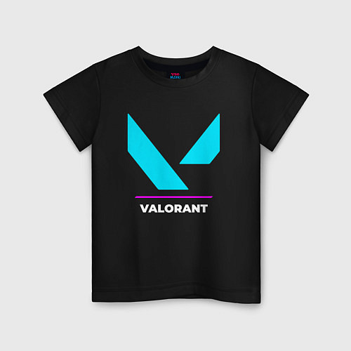Детская футболка Символ Valorant в неоновых цветах / Черный – фото 1