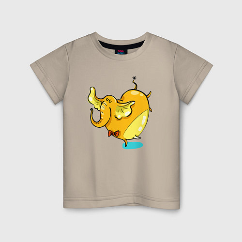 Детская футболка Желтая слониха балерина / Миндальный – фото 1