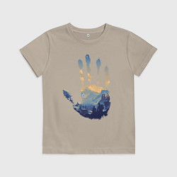 Футболка хлопковая детская Отпечаток ладони Кратоса, цвет: миндальный
