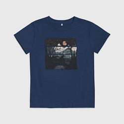 Футболка хлопковая детская Внедорожник и медведь, цвет: тёмно-синий