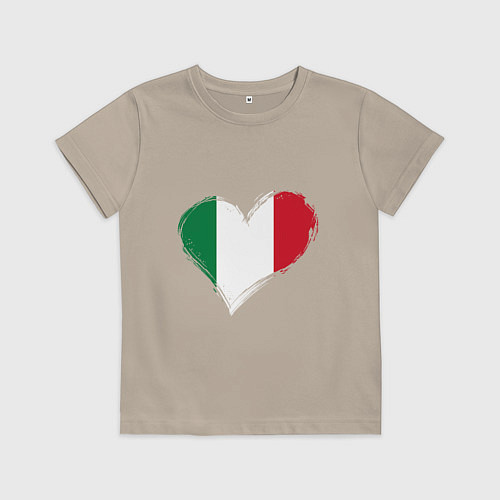 Детская футболка Сердце - Италия / Миндальный – фото 1