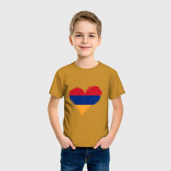 Футболка хлопковая детская Сердце - Армения, цвет: горчичный — фото 2