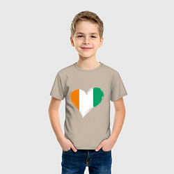 Футболка хлопковая детская Сердце - Ирландия, цвет: миндальный — фото 2
