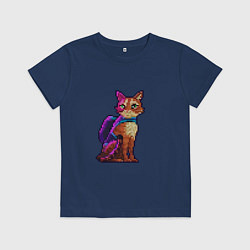Футболка хлопковая детская Stray pixel art, цвет: тёмно-синий